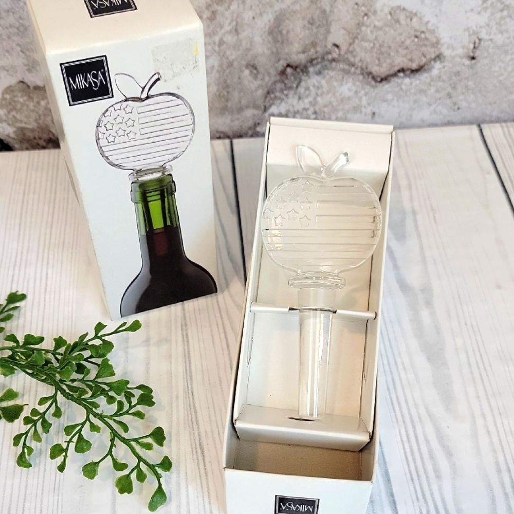 Mikasa Clear Apple Wine Bottle Stopper Set Of Two